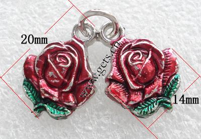 Zink Legierung Emaille Anhänger , Zinklegierung, Blume, plattiert, geschichtet, keine, 20x14x3mm, verkauft von PC