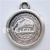 Zinc Alloy Flat Round Pendants, plated nickel, lead & cadmium free 