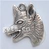 Zinc Alloy Animal Pendants, Wolf, plated lead & nickel free 