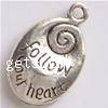 Zinc Alloy Message Pendants, Flat Oval, plated cadmium free 