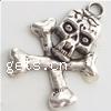 Zinc Alloy Skull Pendants, plated nickel, lead & cadmium free 