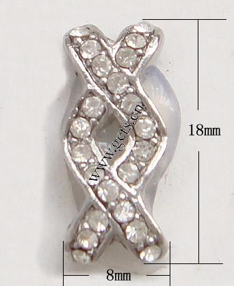 Connecteur en alliage zinc à stras, alliage de zinc, Placage, épaisseur de bordé plus de 3μm & avec les strass de Moyen-Orient, plus de couleurs à choisir, sans plomb et nickel, 18x8mm, Vendu par PC