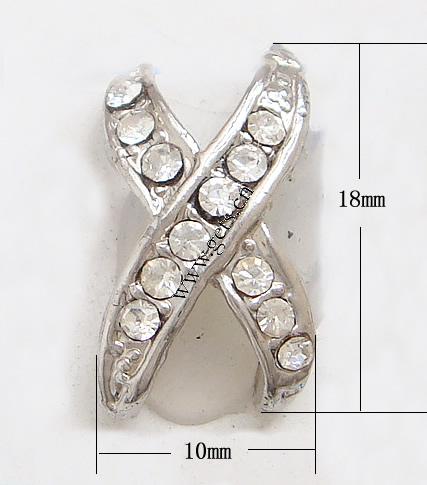 Conector de aleación de Zinc de diamantes de imitación, chapado, enchapado grueso más que los 3μm & con diamantes de imitación de Mideast, más colores para la opción, libre de plomo & níquel, Grado A, 18x10mm, Vendido por UD