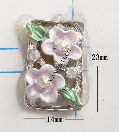 Enamel Zinc Alloy Connector, Rectangle, plated, with rhinestone, more colors for choice, 23x14mm, Sold By PC