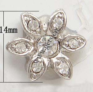 Connecteur en alliage zinc à stras, alliage de zinc, fleur, Placage, avec les strass de Moyen-Orient, plus de couleurs à choisir, sans nickel, grade A, 14x14x3mm, Vendu par PC