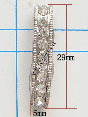 Moda Puente Rhinestone Spacer, diamantes de imitación, con aleación de zinc, chapado, enchapado grueso más que los 3μm & 6-aro & con diamantes de imitación de Mideast, más colores para la opción, libre de níquel, 29x5x5mm, Vendido por UD