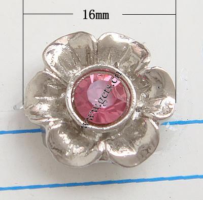 Connecteur en alliage zinc à stras, alliage de zinc, fleur, Placage, épaisseur de bordé plus de 3μm & avec les strass de Moyen-Orient, plus de couleurs à choisir, grade A, 16mm, Vendu par PC