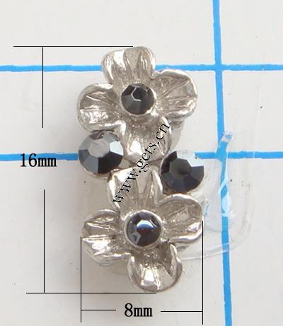 Strass Abstandhalter, mit Zinklegierung, Blume, plattiert, plattierte Dicke über 3μm & mit Strass von Nahost & 2 strängig, keine, frei von Nickel, 16x8mm, verkauft von PC