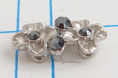 Barra separadora de diamantes de imitación, con aleación de zinc, Flor, chapado, enchapado grueso más que los 3μm & con diamantes de imitación de Mideast & 2-sarta, más colores para la opción, libre de níquel, 16x8mm, Vendido por UD