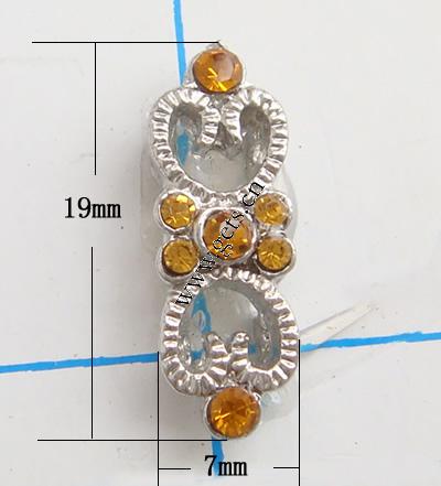 Connecteur en alliage zinc à stras, alliage de zinc, Placage, avec les strass de Moyen-Orient, plus de couleurs à choisir, sans plomb et nickel, grade A, 19x7mm, Vendu par PC