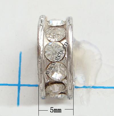 Rondelle Strass Spacer, mit Zinklegierung, flache Runde, plattiert, mit Strass von Nahost, keine, frei von Nickel, Blei & Kadmium, 11x5mm, verkauft von PC