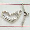 Zinc Alloy Toggle Clasp, Heart, single-strand nickel, lead & cadmium free 