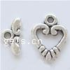 Zinc Alloy Toggle Clasp, Heart, textured & single-strand nickel, lead & cadmium free 