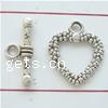 Zinc Alloy Toggle Clasp, Heart, textured & single-strand nickel, lead & cadmium free 