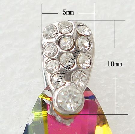 Messing Anhängerschlaufe, Tropfen, plattiert, mit Strass, keine, 10x5mm, verkauft von PC