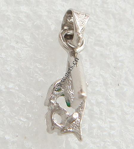 Messing Anhängerschlaufe, Dolphin, plattiert, mit Strass, keine, 18x6mm, verkauft von PC