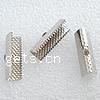 Iron Ribbon Crimp End, Rectangle, plated, textured 