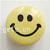 Brushwork Porcelain Beads, Flat Round, yellow 