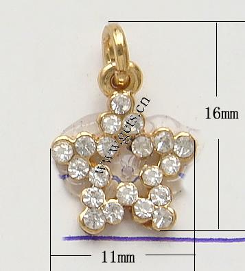 Zinc Alloy Star Pendant, plated, with rhinestone, more colors for choice, nickel, lead & cadmium free, 16x11mm, Sold By PC