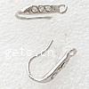 Brass Hook Earwire, plated, with loop & with Mideast rhinestone 