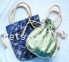 Satin Jewelry Pouches Bags, Rectangle, with flower pattern, mixed colors 