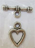 Zinc Alloy Toggle Clasp, Heart, single-strand cadmium free 