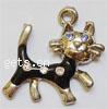 Zinc Alloy Animal Pendants, Cat, plated, enamel & with rhinestone 