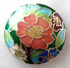 Glatte Cloisonné Perlen, flache Runde, mit Blumenmuster, 33mm, verkauft von PC