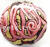 Gold Foil Lampwork Beads, flat round, spiral pattern 