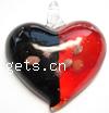  heart-shaped gold sand lampwork glass pendant