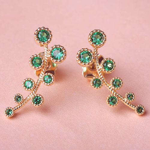 3:color oro plateado con verde CZ