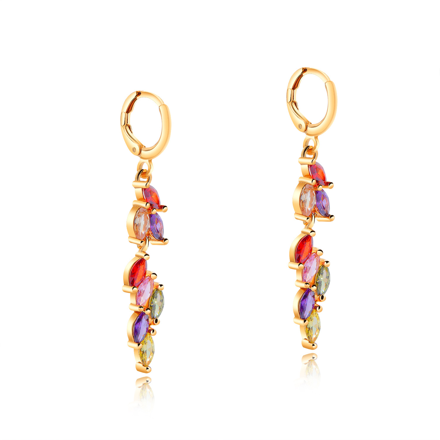 2 18K gold plated with colorful rhinestone