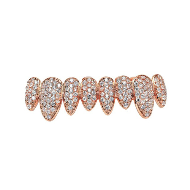 Electroplating 18K rose gold lower teeth