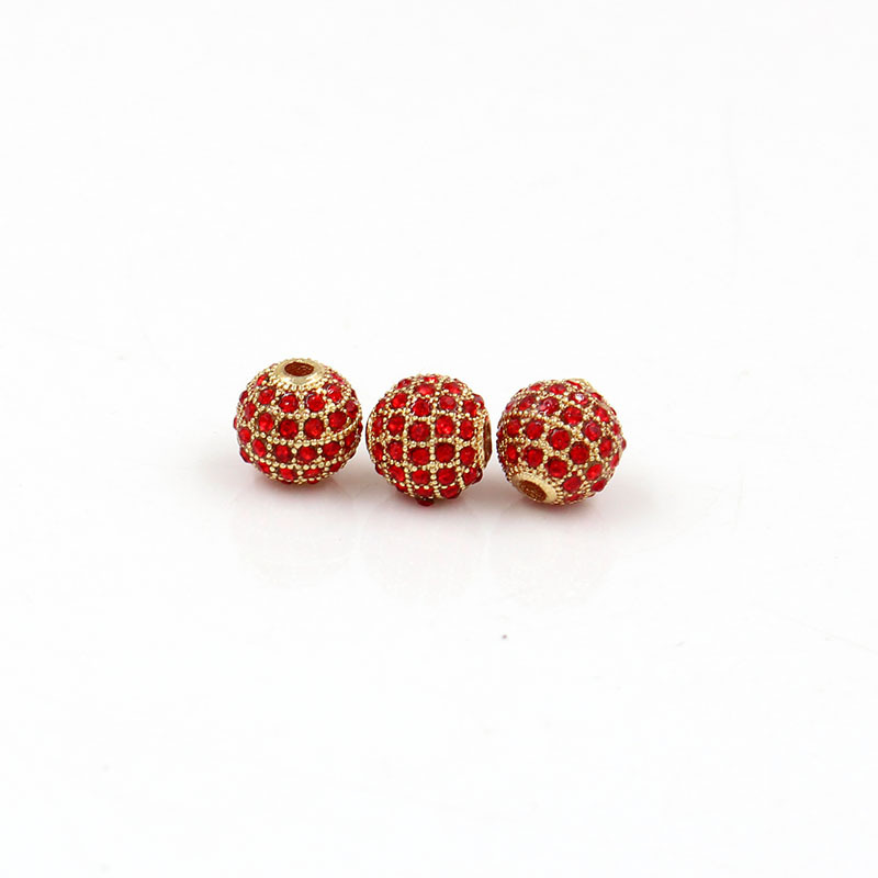 9 gold color plated with red rhinestone