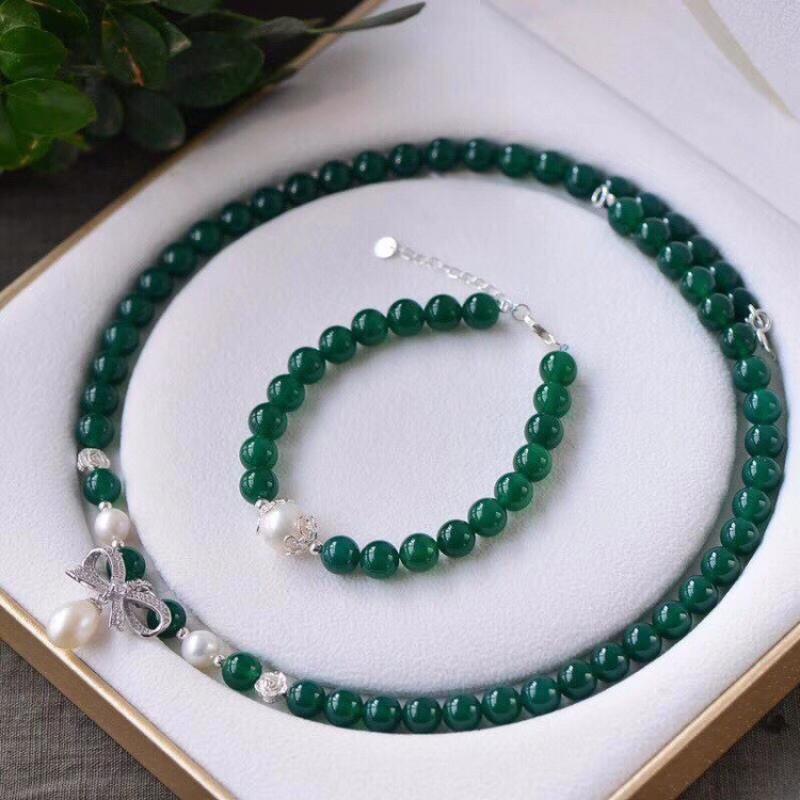 6:green agate set