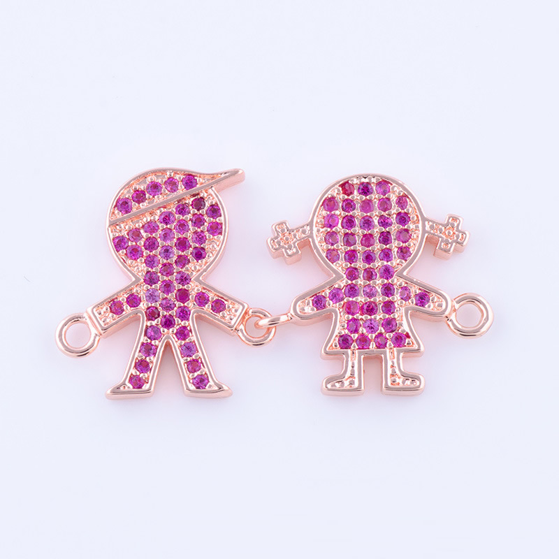 3 rose couleur or plaqué avec strass violet