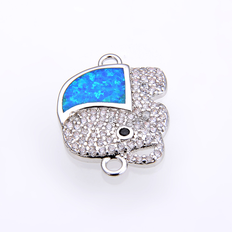 Blue Opal platinum color plated