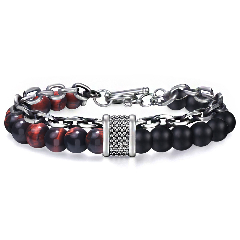 Red tiger's eye and  Black beads