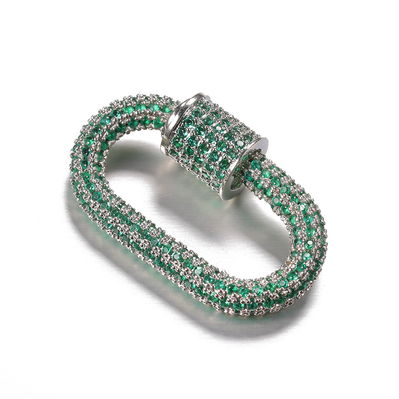 6:colore argento placcato con strass verde