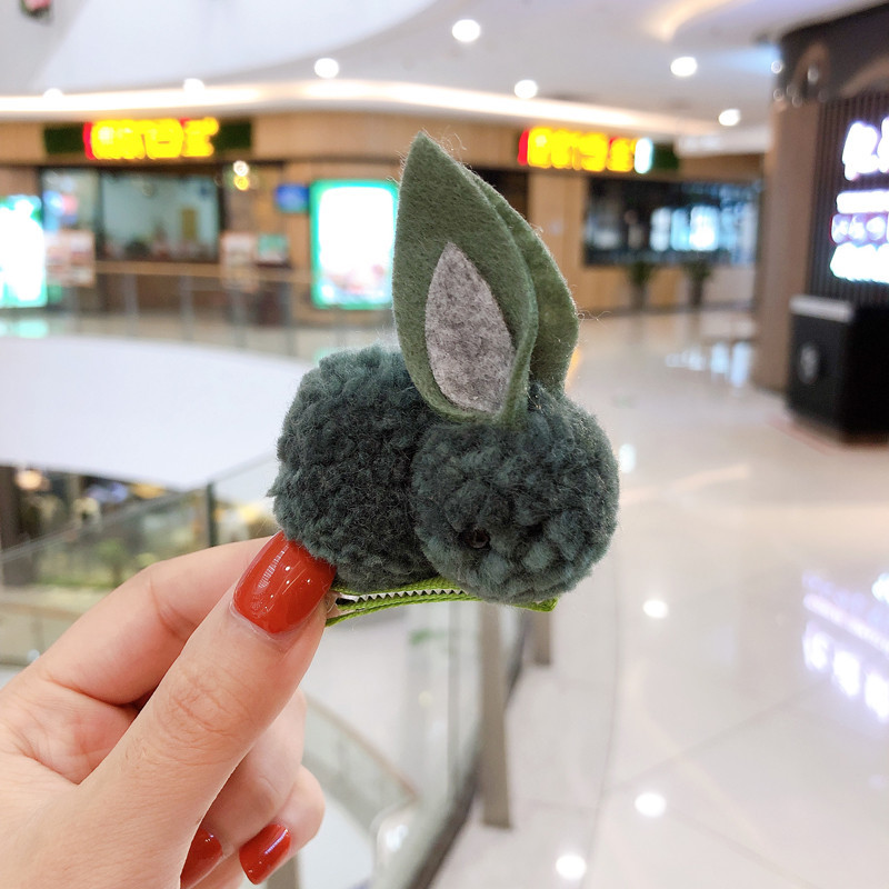 12:Green rabbit hair clip