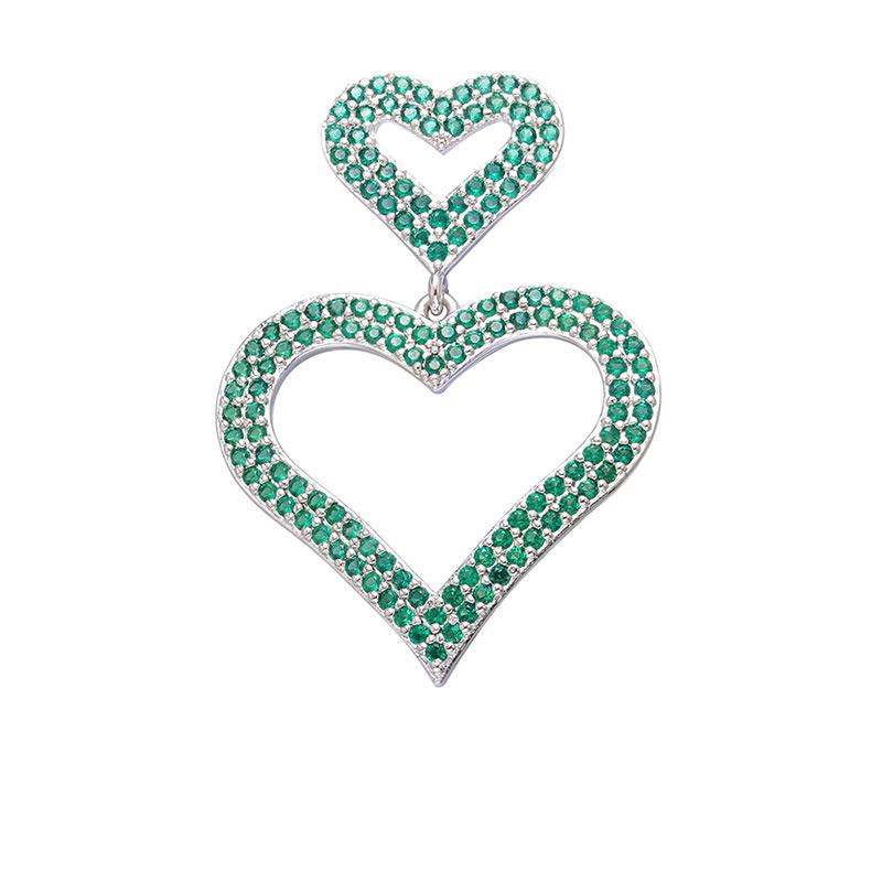 platinum color plated with green rhinestone