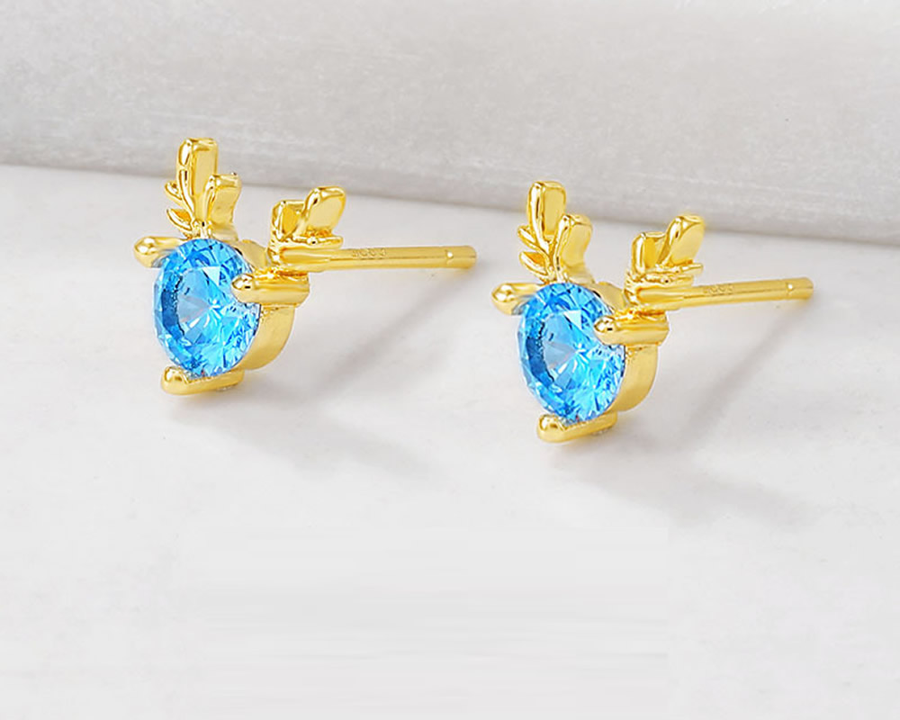 gold color plated with blue cubic zirconia