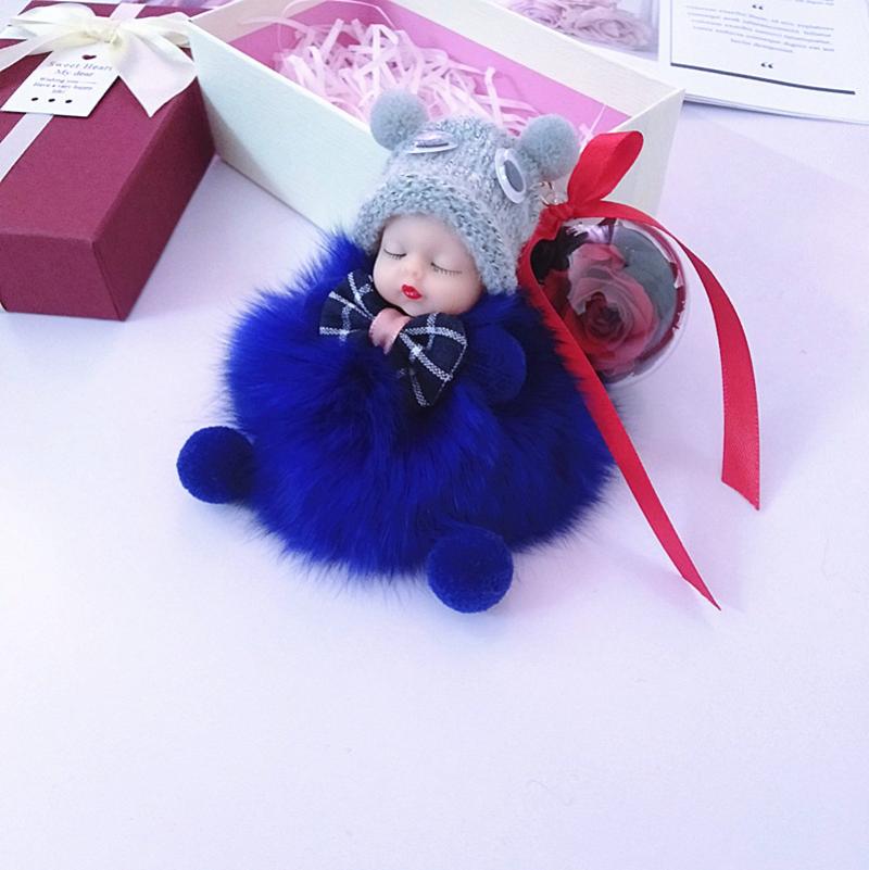 Royal Blue Doll + Rose Flower Ball (Preserved Flow