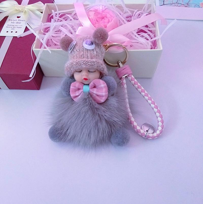 Light gray doll + rose flower ball (immortal flowe