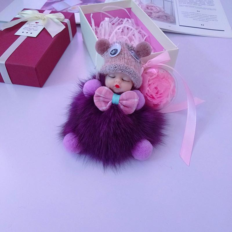 Purple Doll + Rose Flower Ball (Preserved Flower)