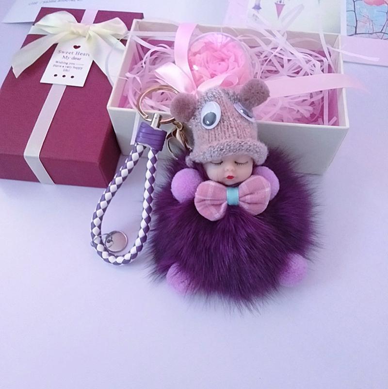 Purple doll + rose flower ball (immortal flower) +