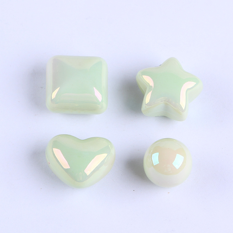 Light green single hole (square beads)