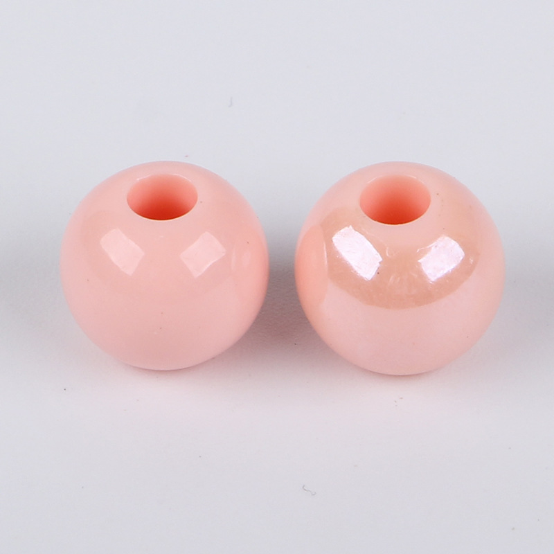 Korean powder white plated round beads