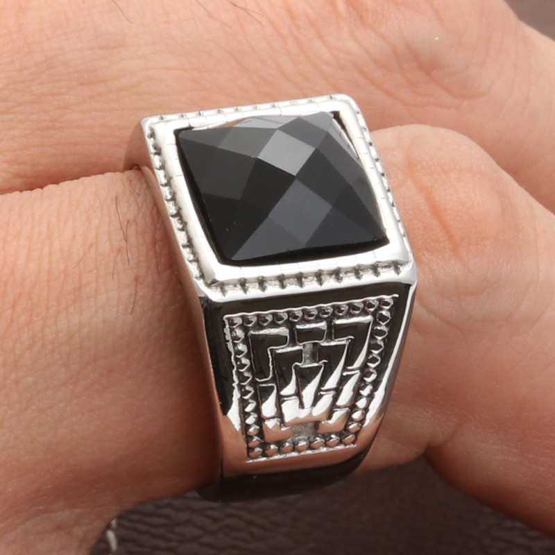 Silver black gem ring ring number 9