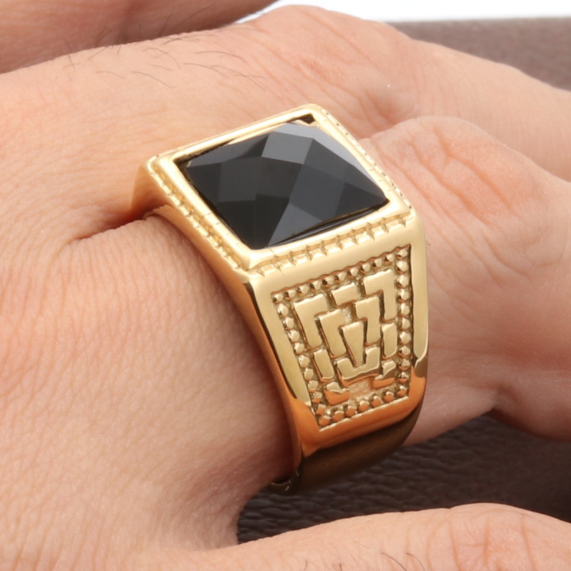 Golden Black Gem Ring Ring Number 13